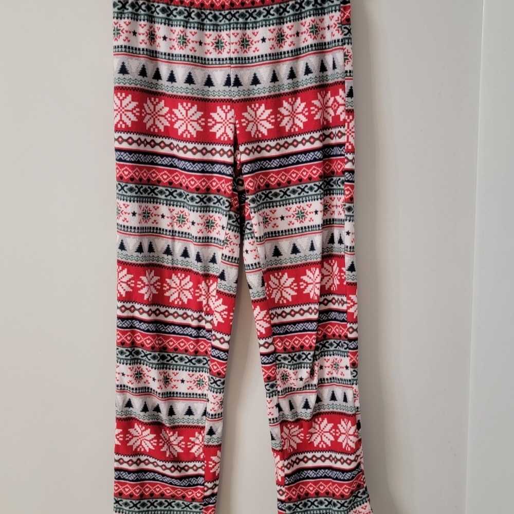 Festive Red and White Snowflake Pajama Pants